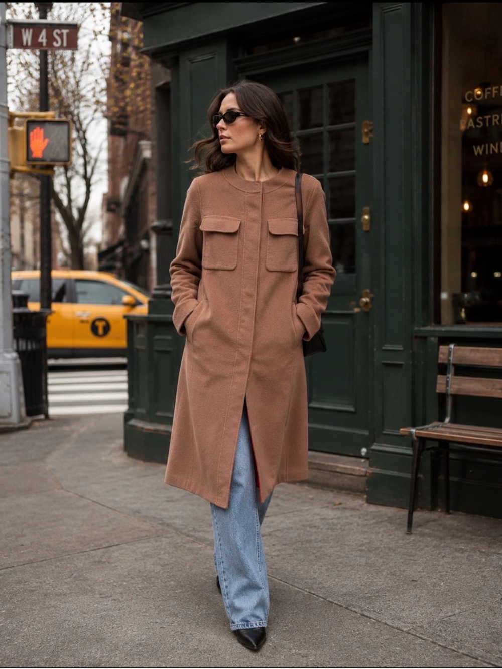 Elizabeth and James Tan Miller Cocoon Coat Size 6